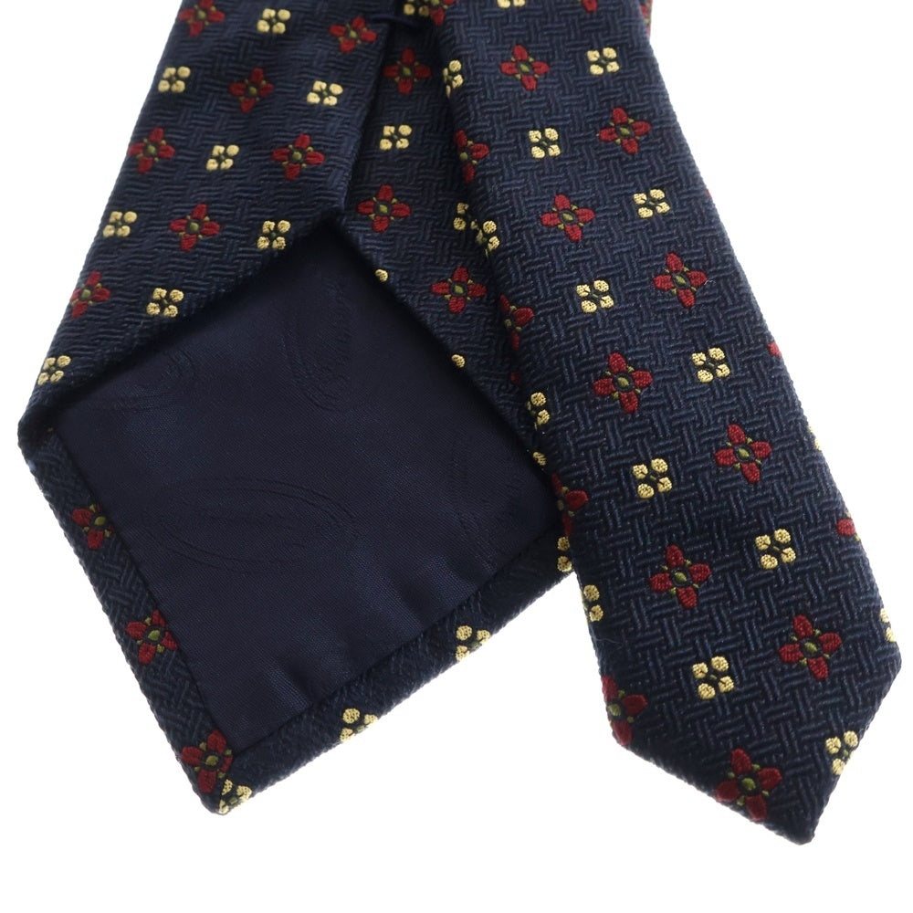 NO BRAND(ノーブランド) FACONNABLE 花柄 シルク ネクタイ ネイビー