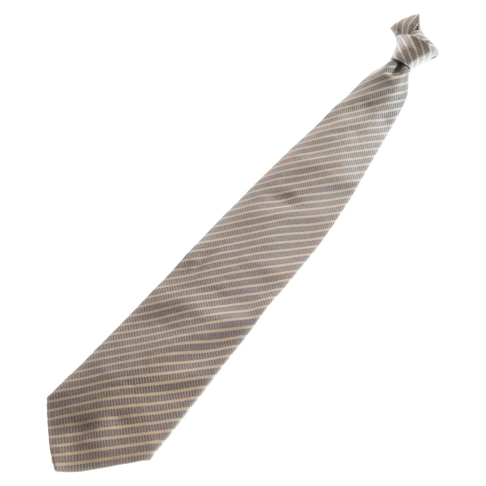 ARMANI COLLEZIONI(アルマーニ コレツィオーニ) イタリア製 シルク バイアスストライプ ネクタイ ベージュ/グレー