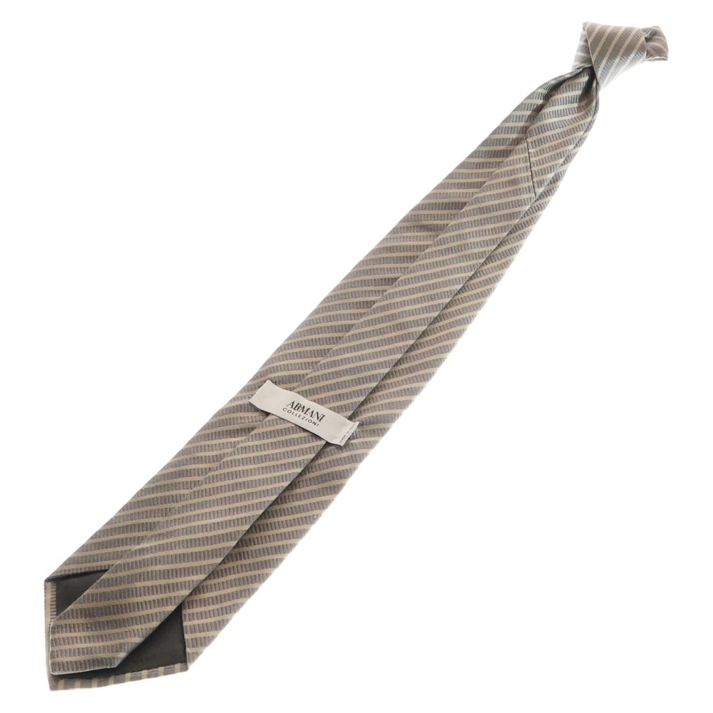 ARMANI COLLEZIONI(アルマーニ コレツィオーニ) イタリア製 シルク バイアスストライプ ネクタイ ベージュ/グレー