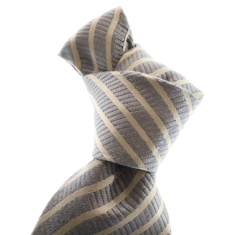 ARMANI COLLEZIONI(アルマーニ コレツィオーニ) イタリア製 シルク バイアスストライプ ネクタイ ベージュ/グレー