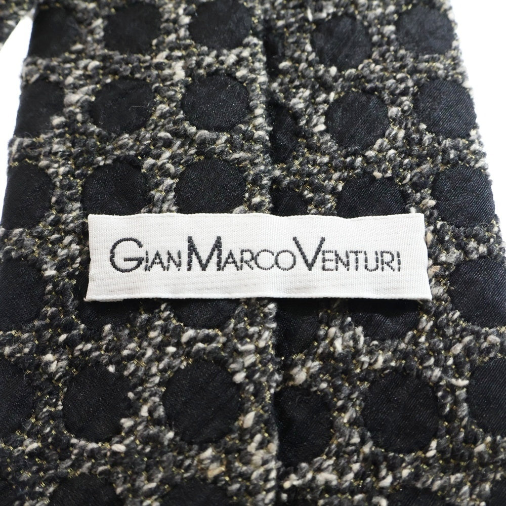 GIAN MARCO VENTURI(ジャンマルコベンチューリ) シルク ドット総柄 ネクタイ ブラック