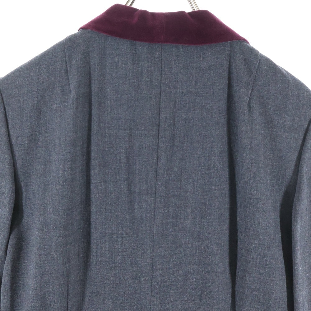 NO BRAND(ノーブランド) AKRIS アクリス スエードカラー ウール混 プルオーバー ロングジャケット レディース グレー