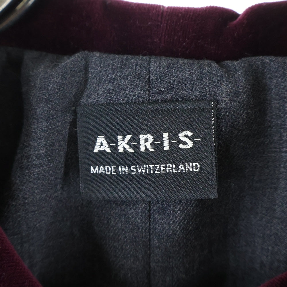 NO BRAND(ノーブランド) AKRIS アクリス スエードカラー ウール混 プルオーバー ロングジャケット レディース グレー