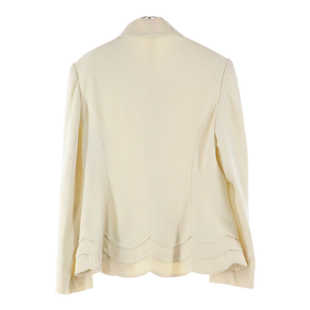 HANAE MORI(ハナエモリ) ラウンドカラー ボタンフライ ウールジャケット 2タックタイトスカート セットアップ レディース アイボリー