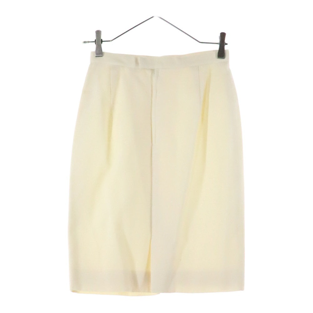 HANAE MORI(ハナエモリ) ラウンドカラー ボタンフライ ウールジャケット 2タックタイトスカート セットアップ レディース アイボリー