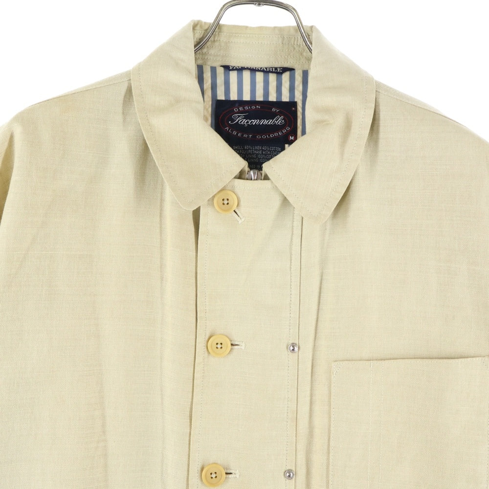 NO BRAND(ノーブランド) FACONNABLE ファソナブル リネン混 ジップアップ ジャケット ベージュ