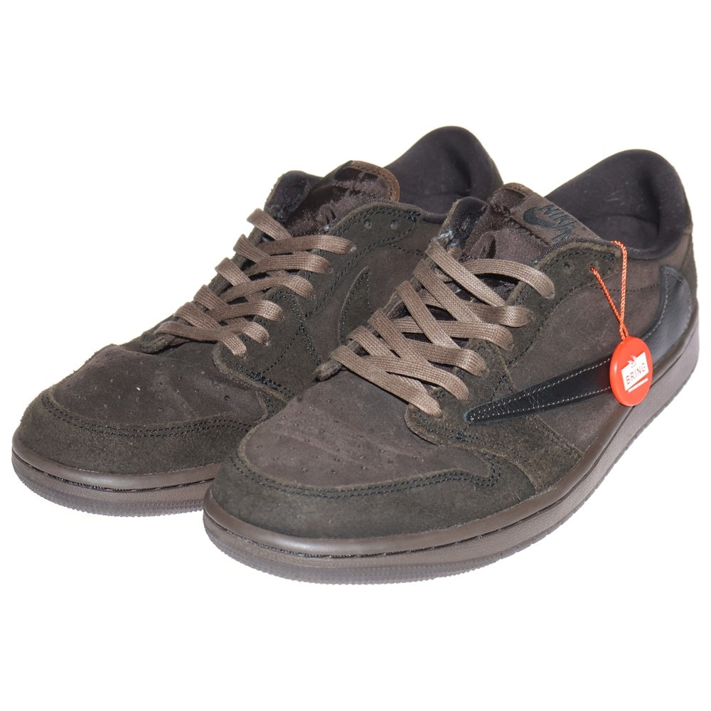 NIKE(ナイキ) ×Travis Scott AIR JORDAN1 LOW Velvet Brown トラヴィススコット エアジョーダン 1 ローカットスニーカー ベルベットブラウン US9.5/27.5cm DM7866-202