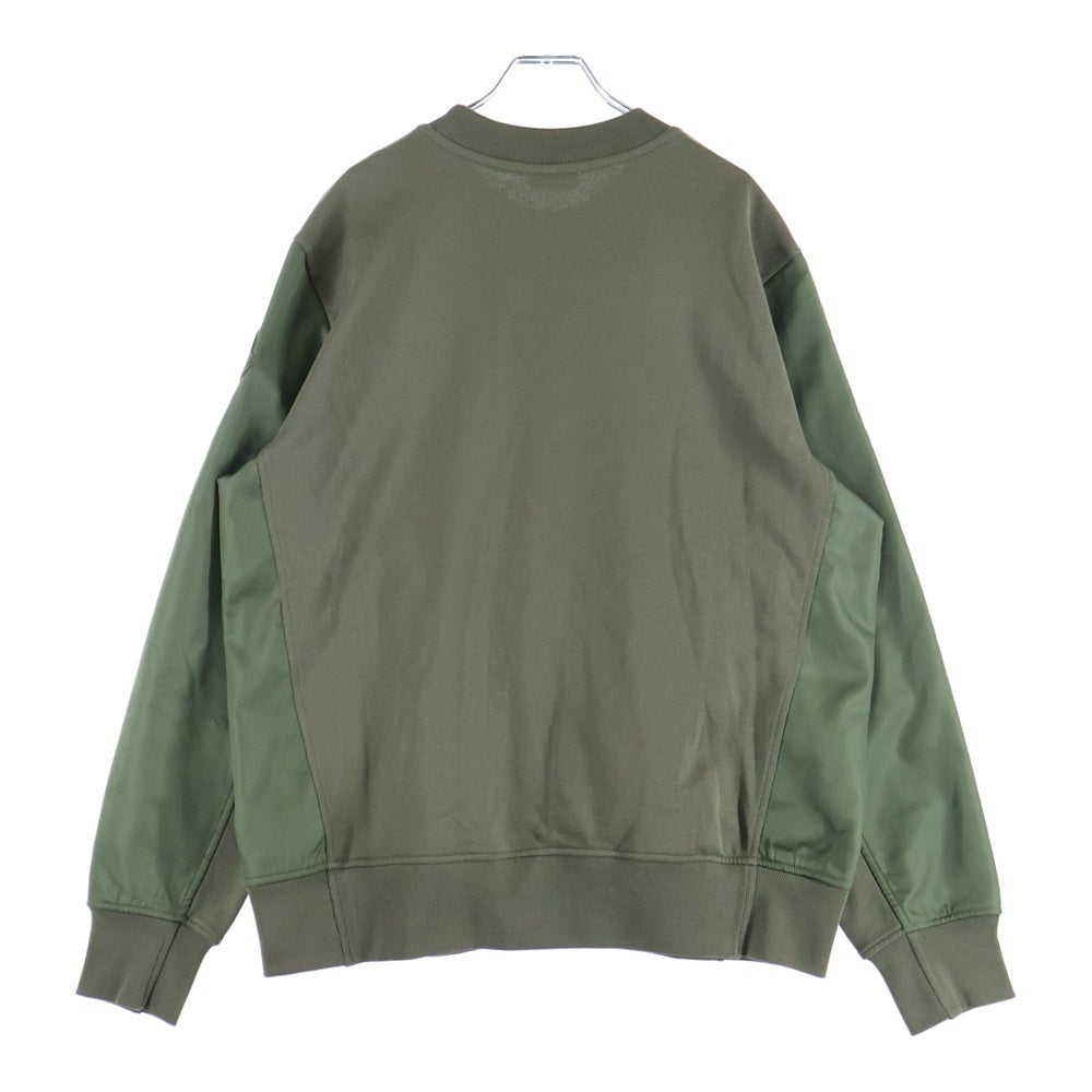 MONCLER(モンクレール) 22SS ロゴエンブロイダリー ナイロン ドッキング クルーネックスウェットトレーナー カーキ H10918G00039