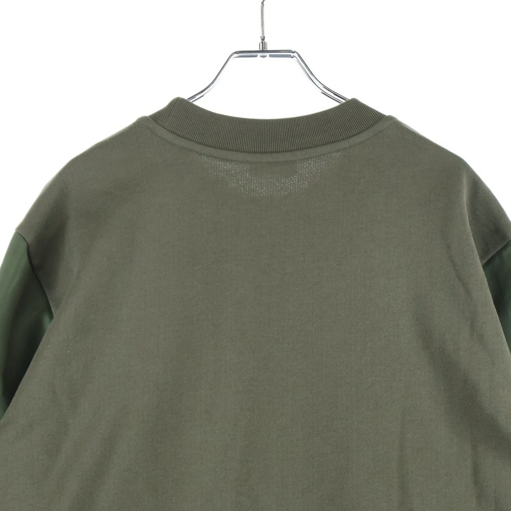 MONCLER(モンクレール) 22SS ロゴエンブロイダリー ナイロン ドッキング クルーネックスウェットトレーナー カーキ H10918G00039