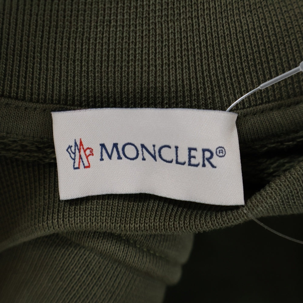 MONCLER(モンクレール) 22SS ロゴエンブロイダリー ナイロン ドッキング クルーネックスウェットトレーナー カーキ H10918G00039