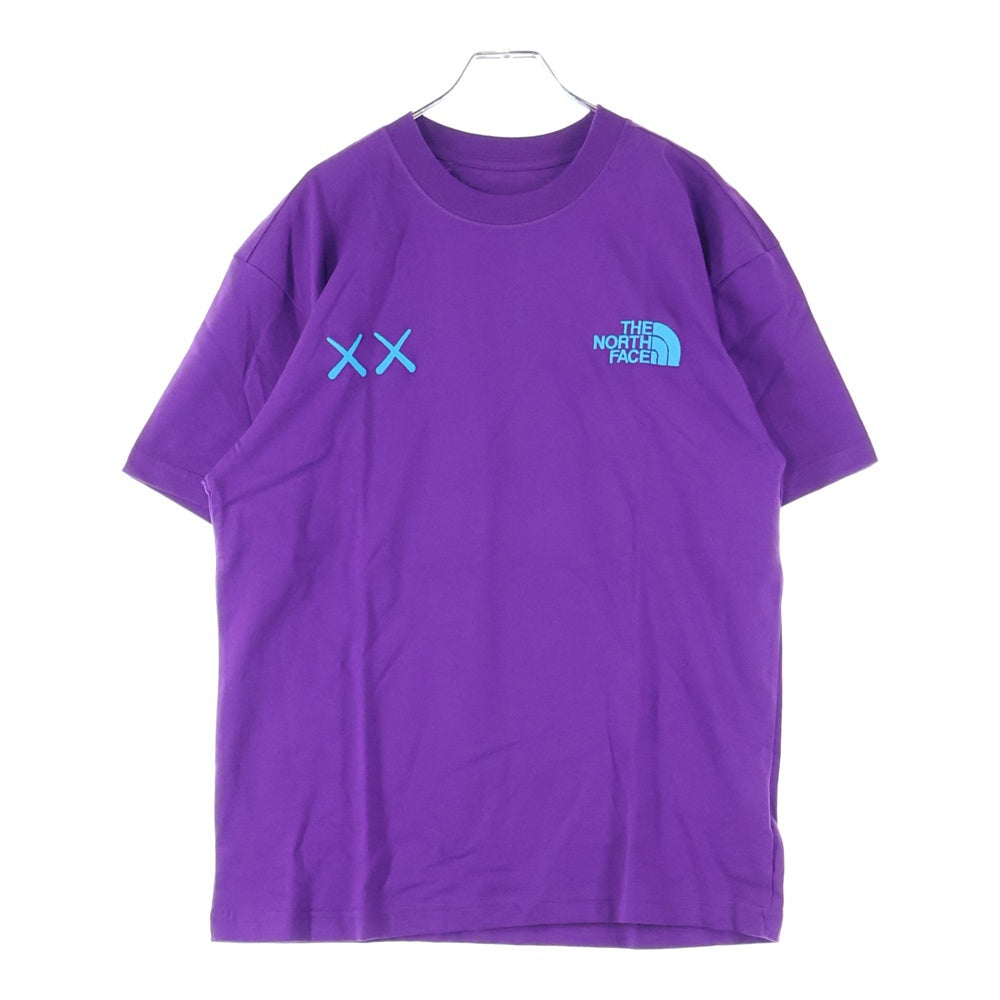THE NORTH FACE(ザノースフェイス) ×KAWS TEE カウズ ロゴ エンブロイダリー クルーネック 半袖Tシャツ カットソー パープル 5200187090