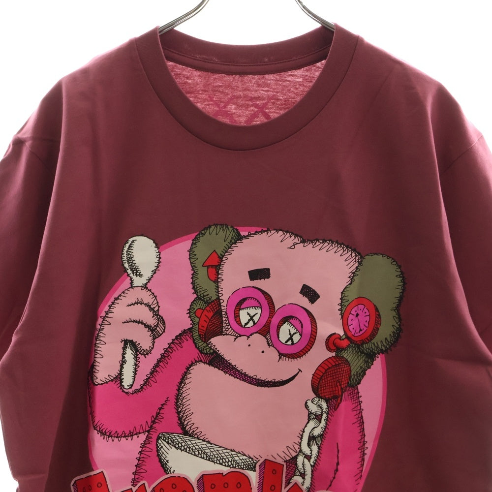 KAWS(カウズ) ×FRANKEN BERRY フランケン ベリー クルーネック半袖プリントTシャツ カットソー レッド