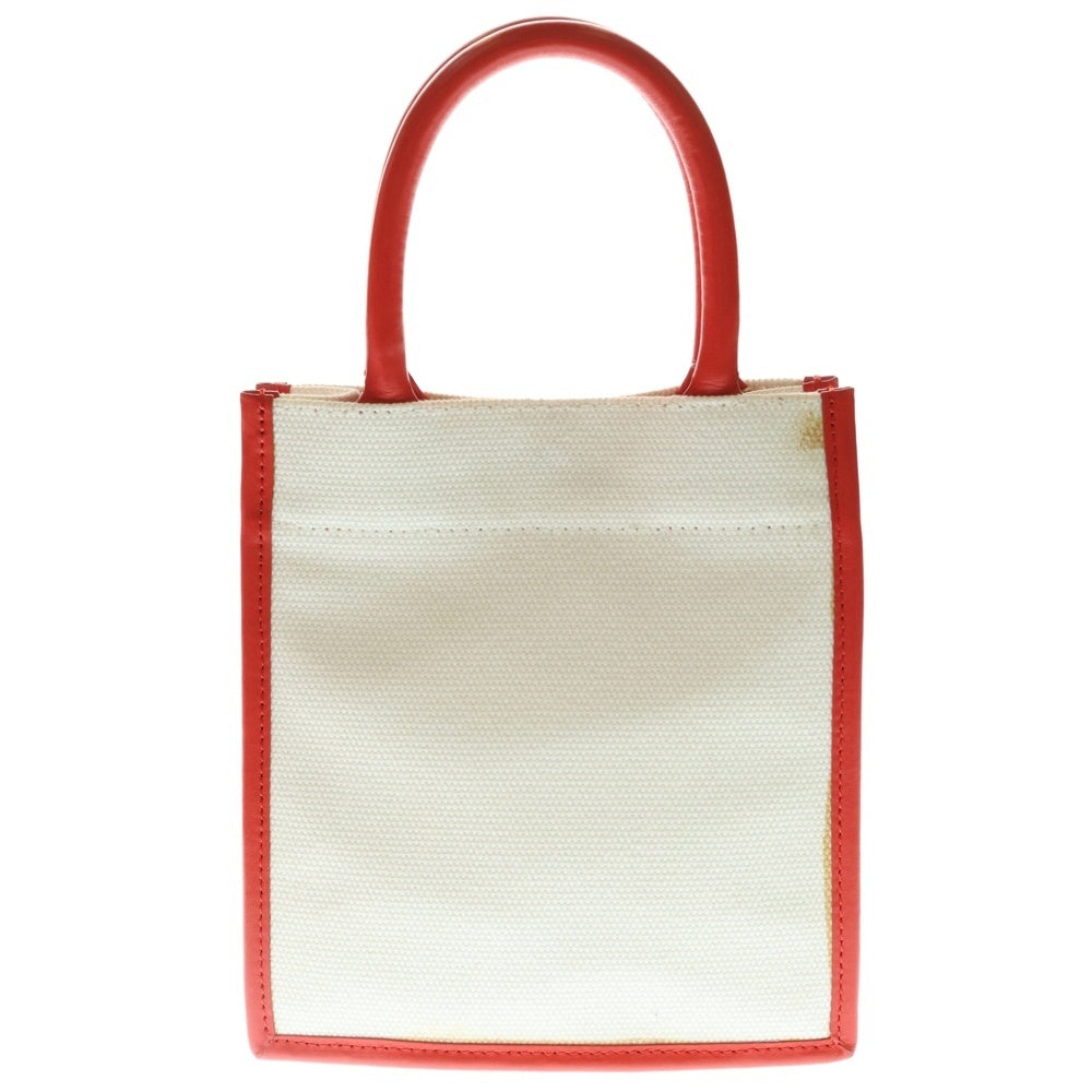 DIESEL(ディーゼル) Dロゴデザイン キャンバス生地 カードケース付き ハンドバッグ ショルダーバッグ ホワイト/レッド