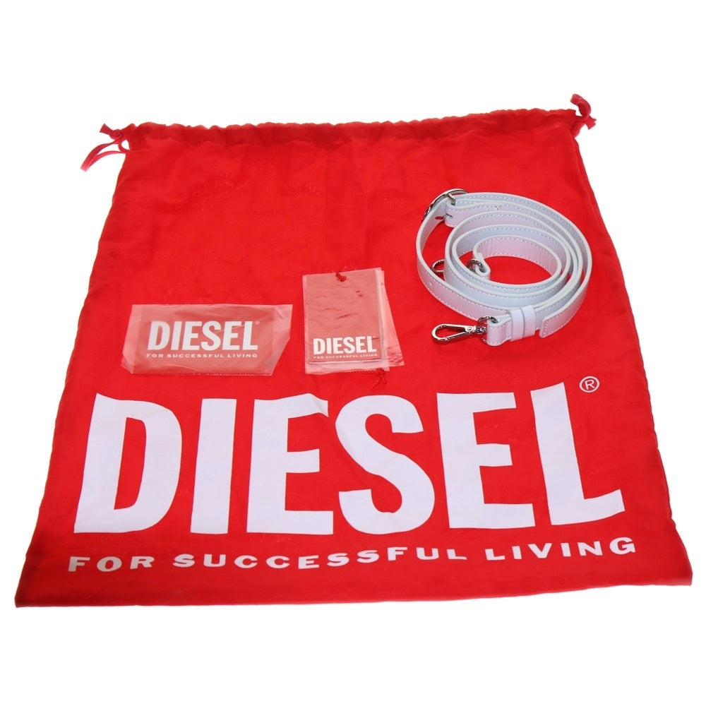 DIESEL(ディーゼル) 1DR ワンダー 2WAY オーバルD メタルロゴプレート レザー ワンショルダー クロスボディバッグ ハンドバッグ ホワイト X08396