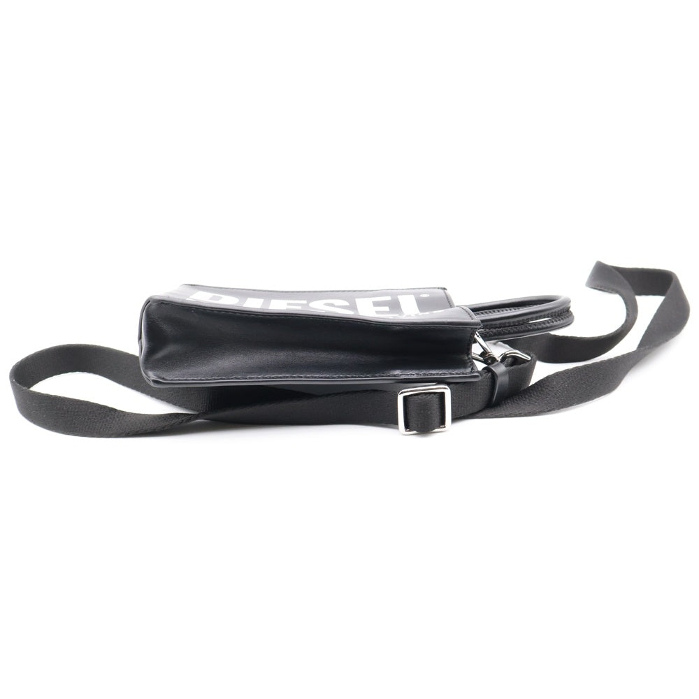 DIESEL(ディーゼル) DSL SHOPPER MIN ロゴプリント 2WAY レザー ショルダーバッグ ハンドバッグ ブラック X09022