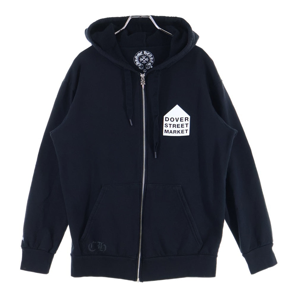 CHROME HEARTS(クロムハーツ) DOVER STREET MARKET SWTSHRT ZIP ドーバーストリートマーケット ロゴプリント ジップアップ スウェットパーカー ブラック/ホワイト