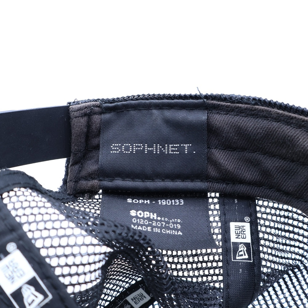 NEW ERA(ニューエラ) ×SOPH NET ソフネット ポリエステル 5パネル メッシュキャップ ベースボールキャップ 帽子 ブラック