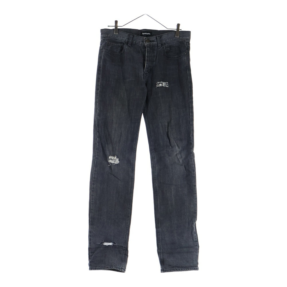 HYSTERIC GLAMOUR(ヒステリックグラマー) マルチポケット ダメージ加工 ボタンフライ デニムパンツ ブラック 2AP-3750