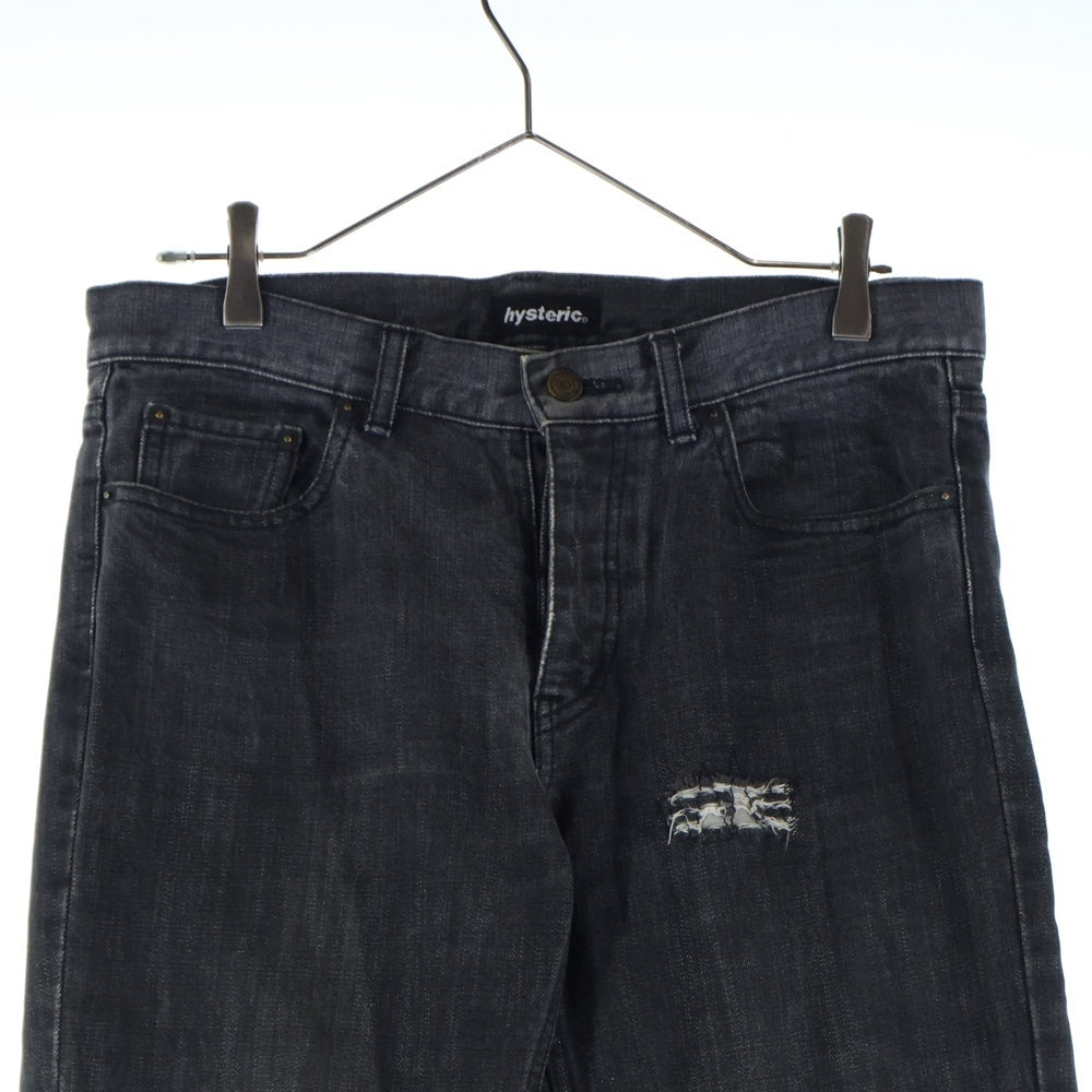 HYSTERIC GLAMOUR(ヒステリックグラマー) マルチポケット ダメージ加工 ボタンフライ デニムパンツ ブラック 2AP-3750