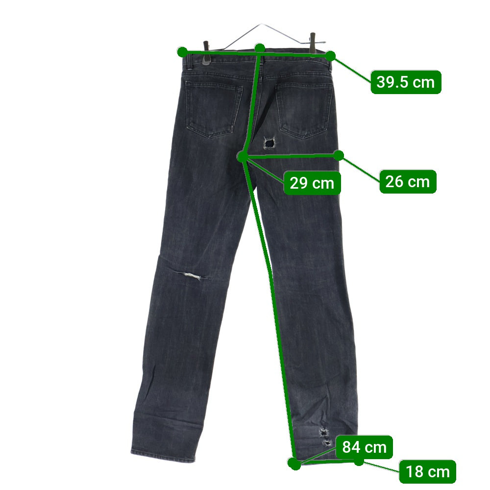 HYSTERIC GLAMOUR(ヒステリックグラマー) マルチポケット ダメージ加工 ボタンフライ デニムパンツ ブラック 2AP-3750