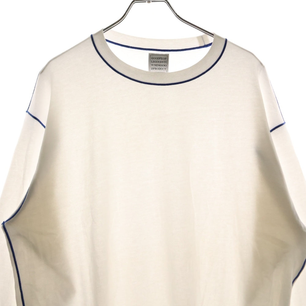 GOOD PEOPLE GOOD STITCHING GOOD PRODUCT(グッド ピープル グッド ステッチング グッド プロダクト) COLOR STITCH CREW NECK LONG SLEEVE LOOPBACK JERSEY ブルー ステッチ クルーネック 長袖Tシャツ 01-01-1433
