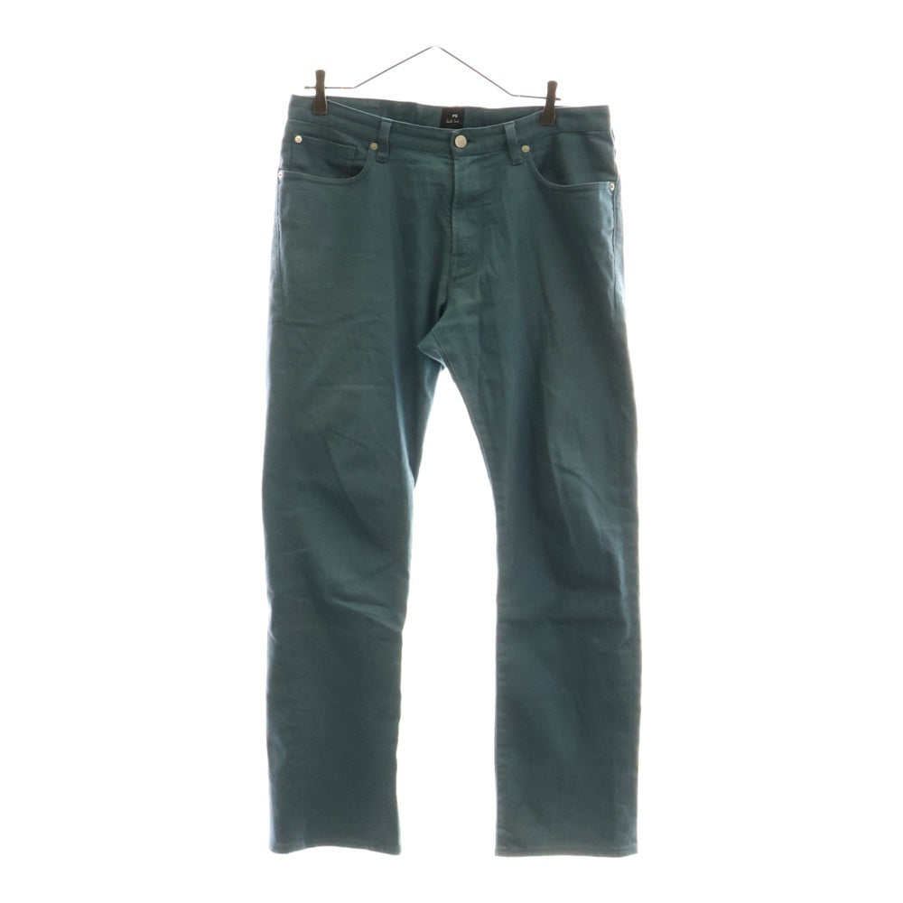 Paul Smith(ポールスミス) レザーパッチ コットン ストレート デニム チノ パンツ ブルー PY-5Y-83921