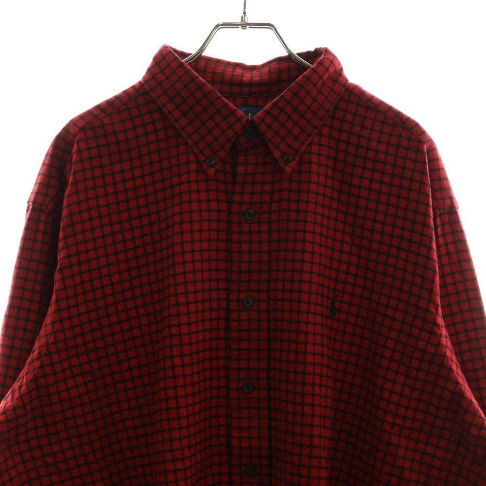 RALPH LAUREN(ラルフローレン) 90S CLASSIC FIT SHIRT レギュラーカラー ブロックチェック クラシック フィット 長袖シャツ レッド/ブラック