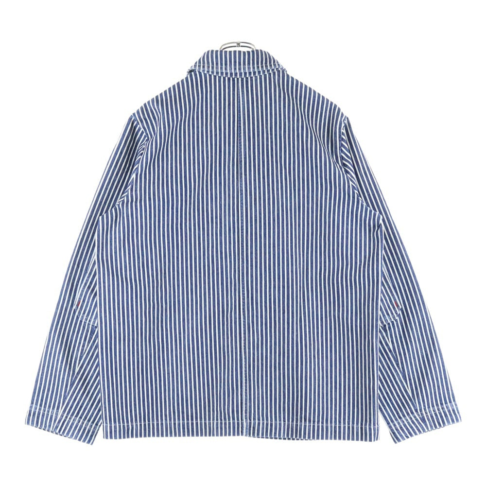 A.P.C(アーペーセー) オールドパッチ ストライプ デニム カバーオール ジャケット インディゴ/ホワイト