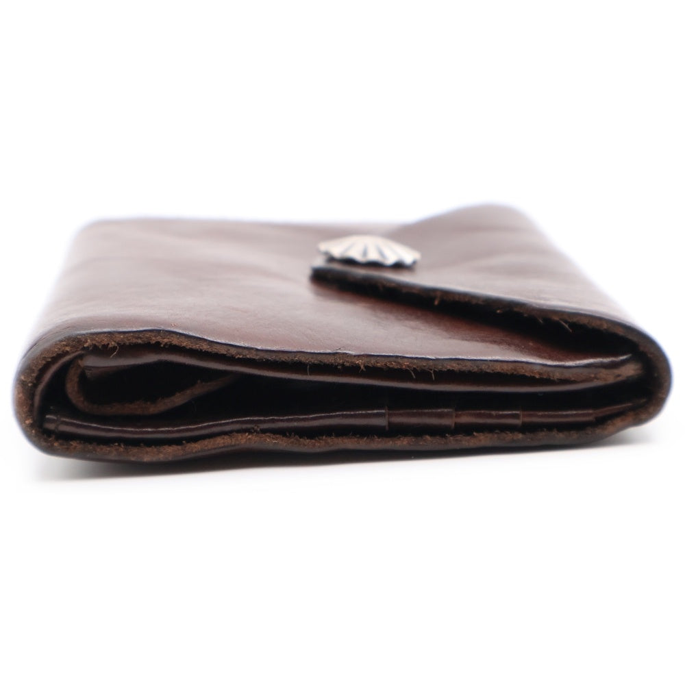 RRL(ダブルアールエル) コンチョ付き レザーコンパクトウォレット 二つ折り財布 ブラウン