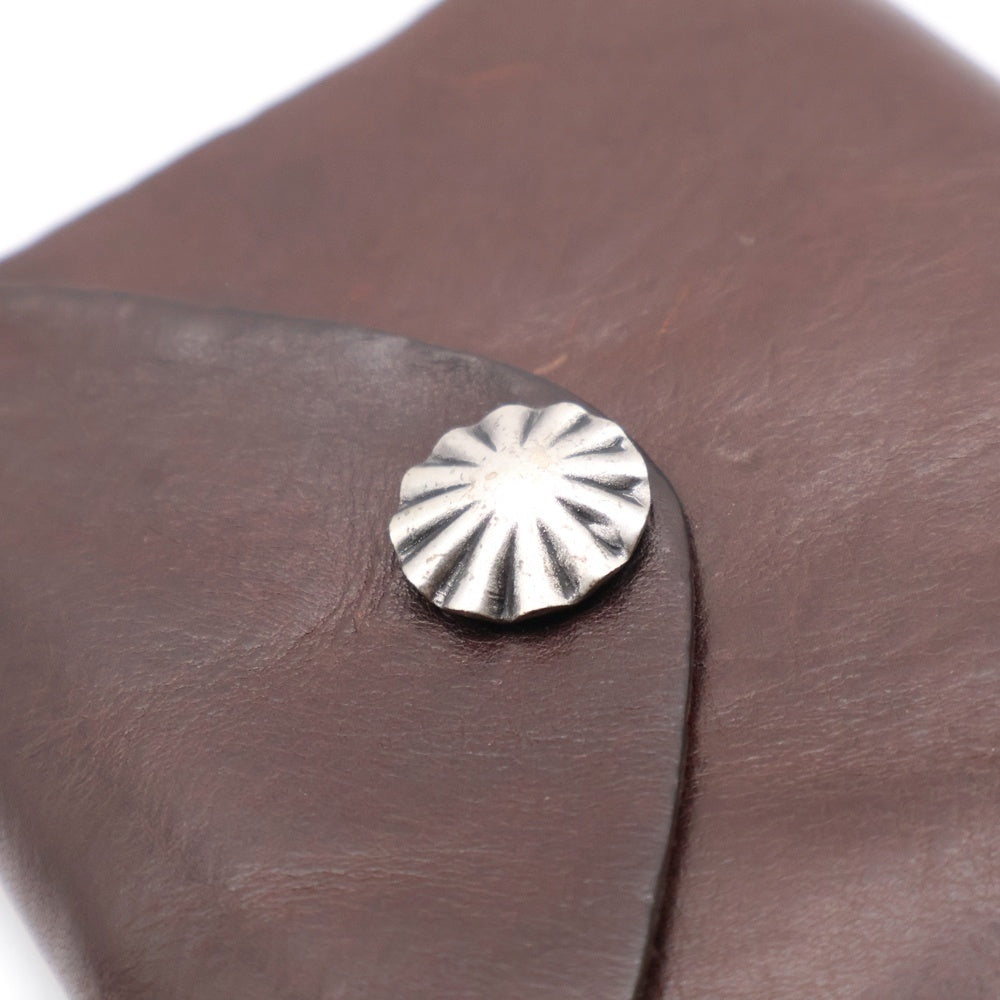 RRL(ダブルアールエル) コンチョ付き レザーコンパクトウォレット 二つ折り財布 ブラウン