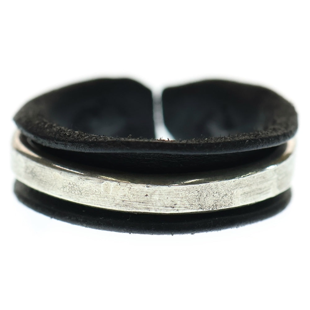 MA+(エムエークロス) 3mm silver leather ring シルバープレート レザーリング 指輪 M 20号