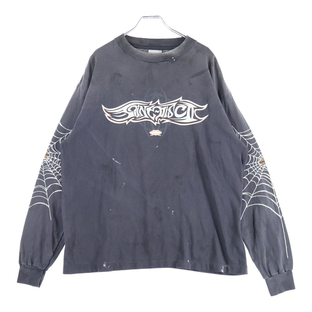 SAINT MICHAEL(セントマイケル) 25SS TEFRON DISCO INSANITY ML LS TEE ロゴプリントTシャツ 長袖カットソー チャコールグレー SM-HR8-0000-C41