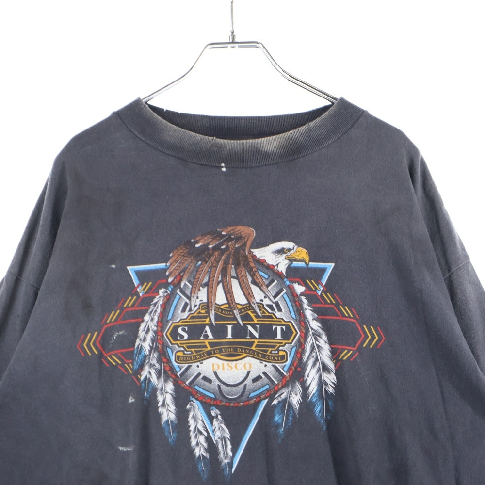 SAINT MICHAEL(セントマイケル) 25SS TEFRON DISCO ML LS TEE ロゴプリントTシャツ 長袖カットソー チャコールグレー SH-HR8-0000-C40