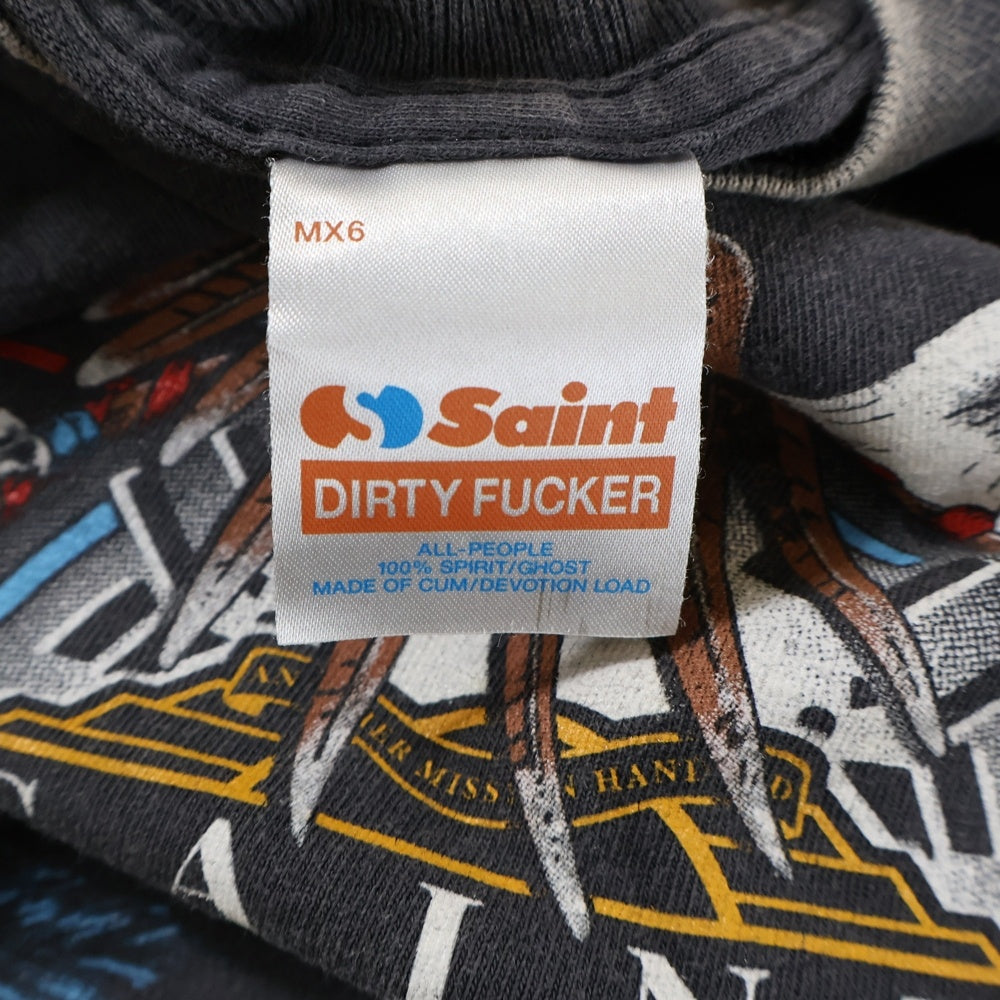 SAINT MICHAEL(セントマイケル) 25SS TEFRON DISCO ML LS TEE ロゴプリントTシャツ 長袖カットソー チャコールグレー SH-HR8-0000-C40