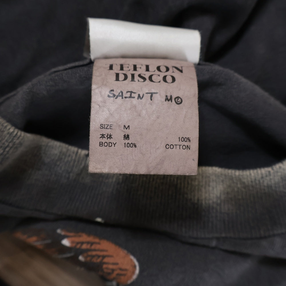 SAINT MICHAEL(セントマイケル) 25SS TEFRON DISCO ML LS TEE ロゴプリントTシャツ 長袖カットソー チャコールグレー SH-HR8-0000-C40