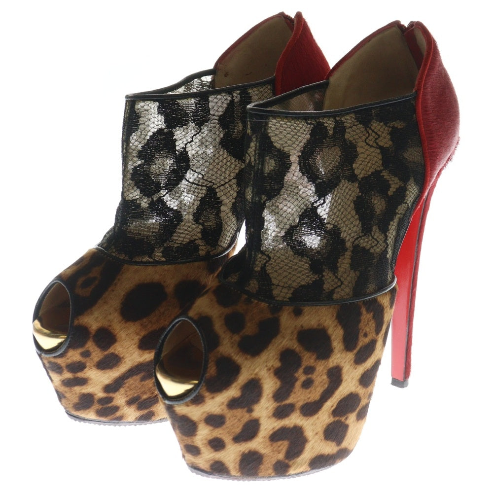 CHRISTIAN LOUBOUTIN(クリスチャンルブタン) AERONOTOC オープントゥ レオパード ハイヒール パンプス レディース ブラウン/レッド 3120693