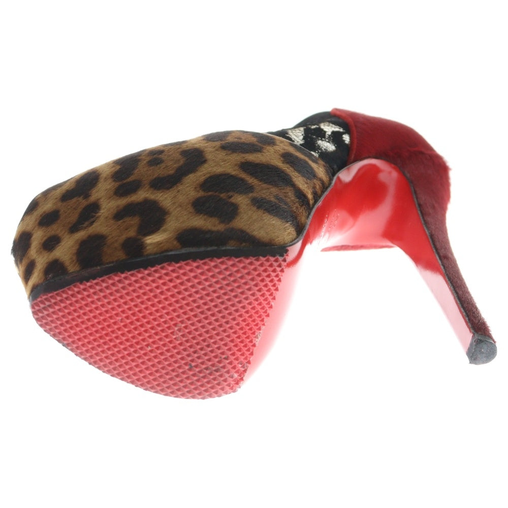 CHRISTIAN LOUBOUTIN(クリスチャンルブタン) AERONOTOC オープントゥ レオパード ハイヒール パンプス レディース ブラウン/レッド 3120693