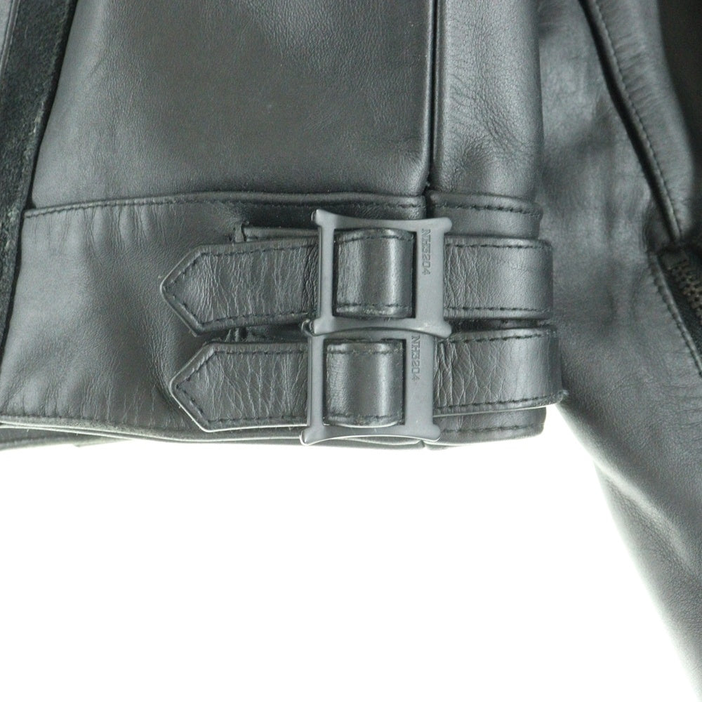 NEIGHBORHOOD(ネイバーフッド) カウレザー ジップアップ シングル ライダース レザージャケット ブラック NWNH-JK-06