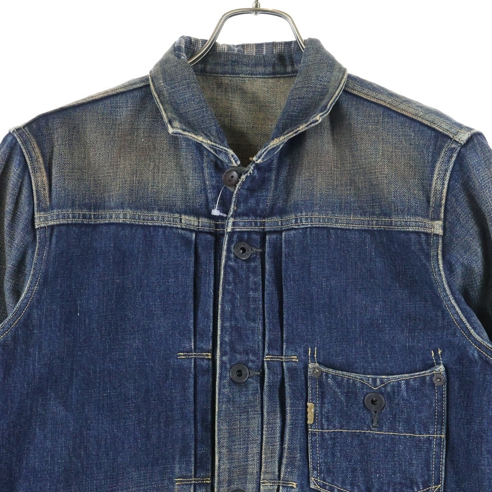 O.J. GLOBE SPECS OPTICAL Co.(オールドジョー グローブスペックス オプティカル コー) 1st型 ファースト型 シンチバック付き レザーパッチ デニムジャケット インディゴ
