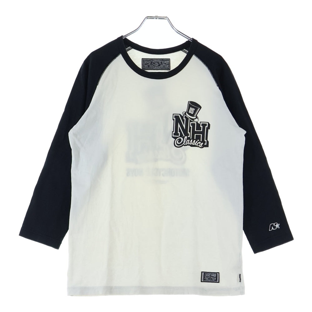 NEIGHBORHOOD(ネイバーフッド) 両面ロゴプリント ラグラン ベースボール 長袖Tシャツ カットソー ブラック/ホワイト