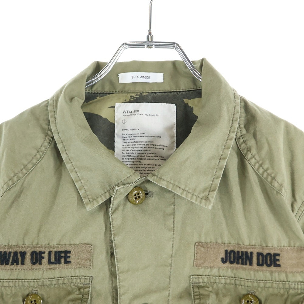 WTAPS(ダブルタップス) JUNGLE L/S ロゴエンブロイダリー ジャングル ミリタリーシャツ カーキ 112LTDT-SHM04