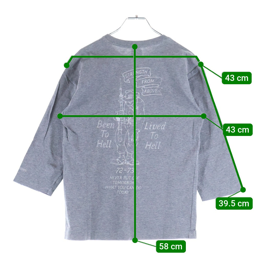 NEIGHBORHOOD(ネイバーフッド) 両面ロゴプリント Tシャツ 七分丈カットソー グレー