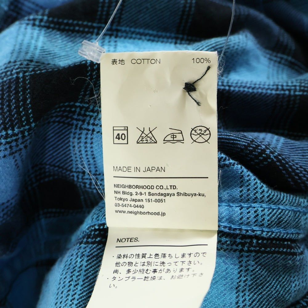 NEIGHBORHOOD(ネイバーフッド) 2ポケット チェック柄 コットン 長袖シャツ ブルー ARNH-SH-03