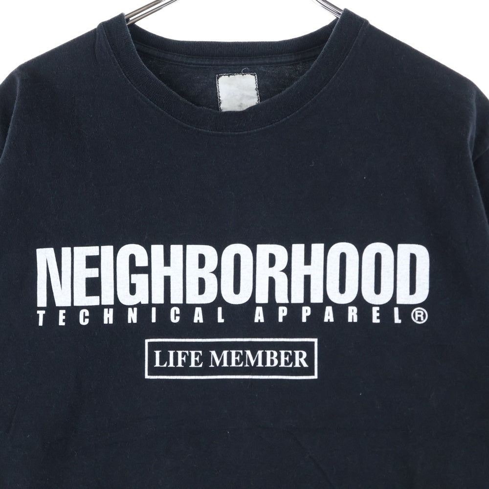NEIGHBORHOOD(ネイバーフッド) LIFE MEMBER ロゴプリント Tシャツ 七分丈 カットソー ブラック