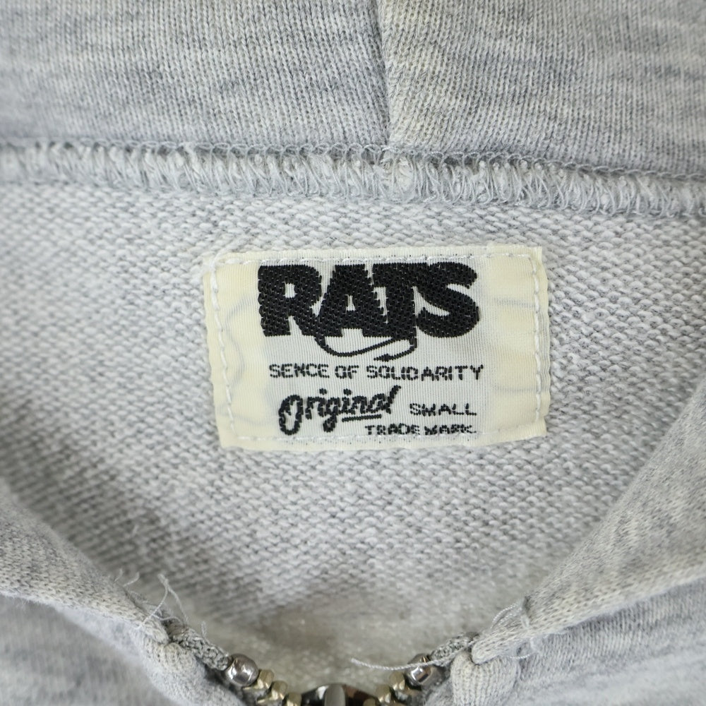 RATS(ラッツ) ロゴプリント ジップアップフーディ スウェットパーカー グレー