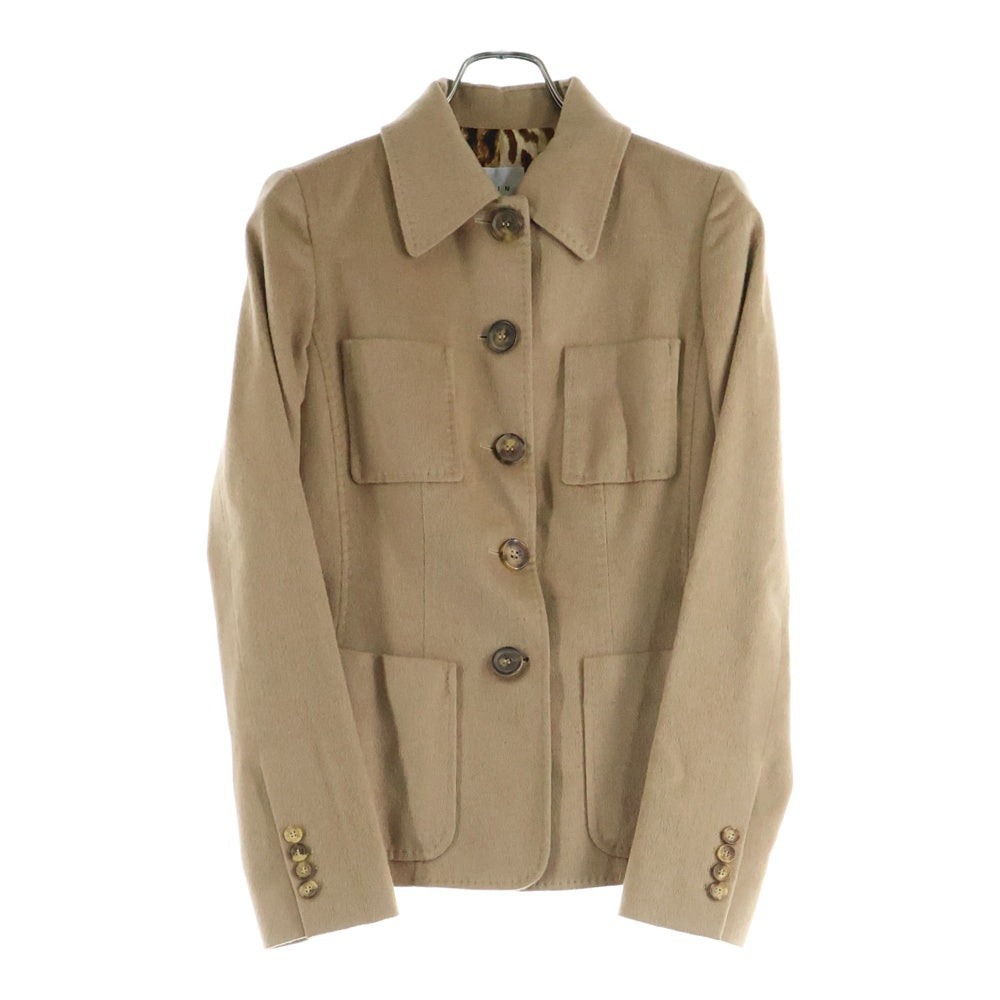 CELINE(セリーヌ) レオパード ライニング 4ポケット キャメル ジャケット ベージュ レディース