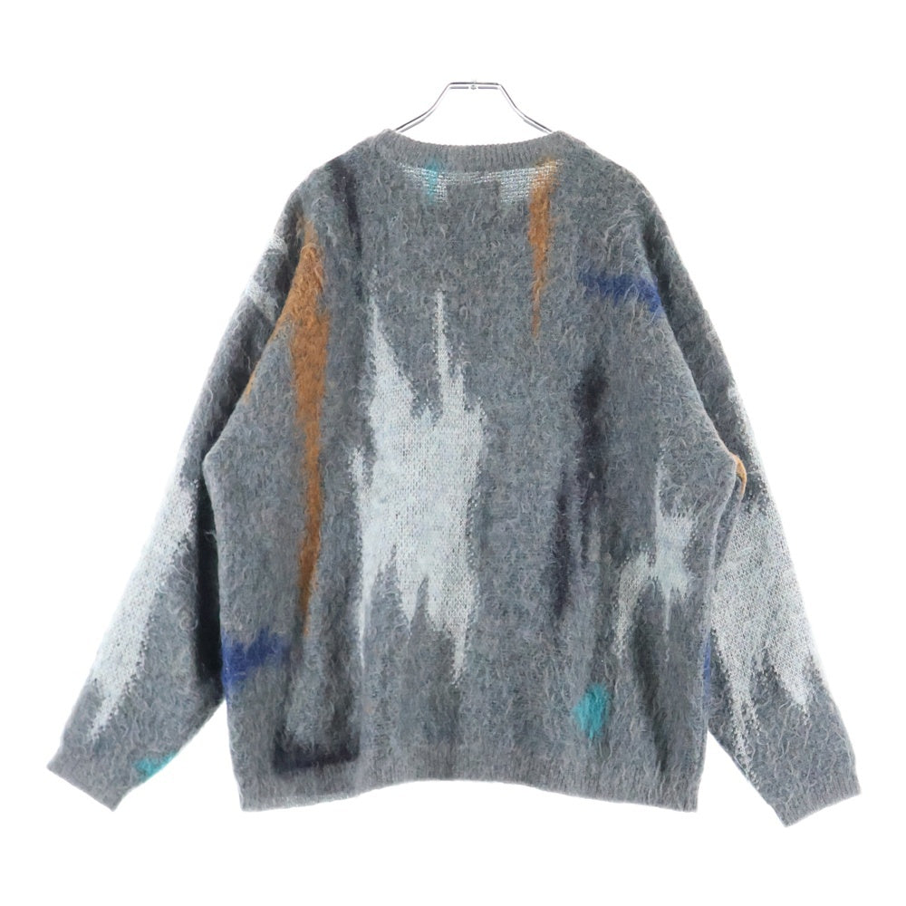 YOKE(ヨーク) 22AW STILL JACQUARD CREWNEC モヘア混 クルーネック ジャガード ニットセーター グレー YK22AW041SS