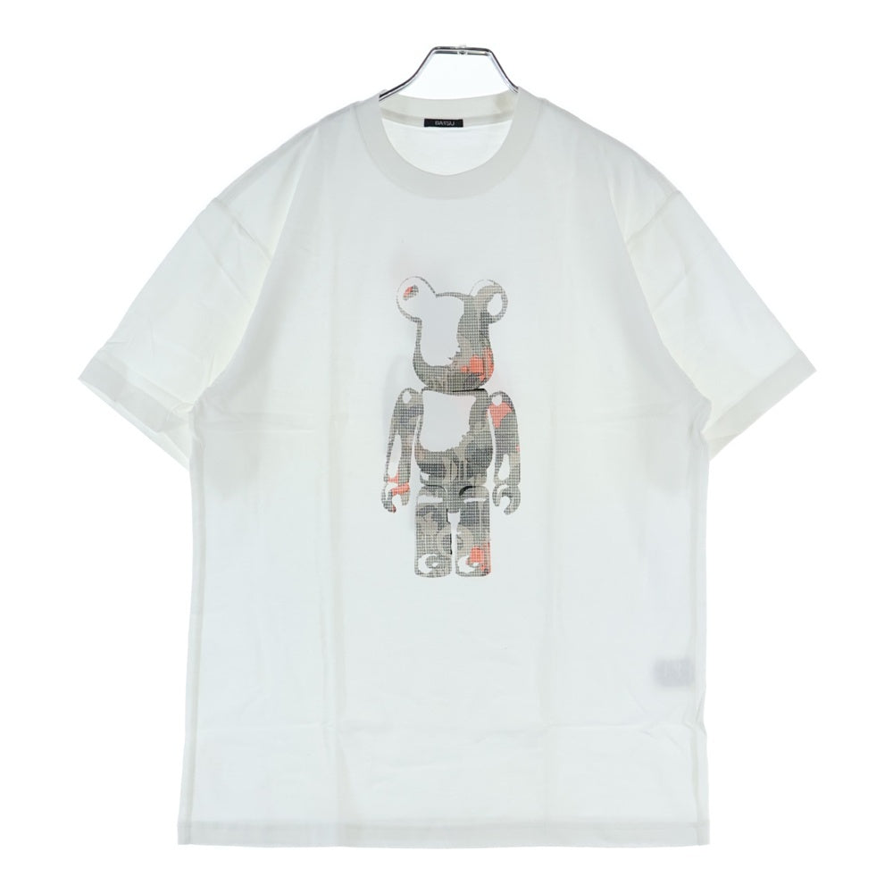 MEDICOM TOY(メディコムトイ) BE@RBRICK BR2 BA-TSU ベアブリック バトルロワイアルII鎮魂歌 2003 両面プリント クルーネック 半袖Tシャツ カットソー ホワイト 100%フィギュア2体セット