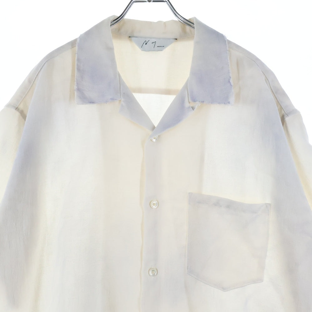 ANCELLM(アンセルム) MELANGE OPEN COLLAR SS SHIRT メランジェ オープンカラー 半袖シャツ ホワイト ANC-SH36-B