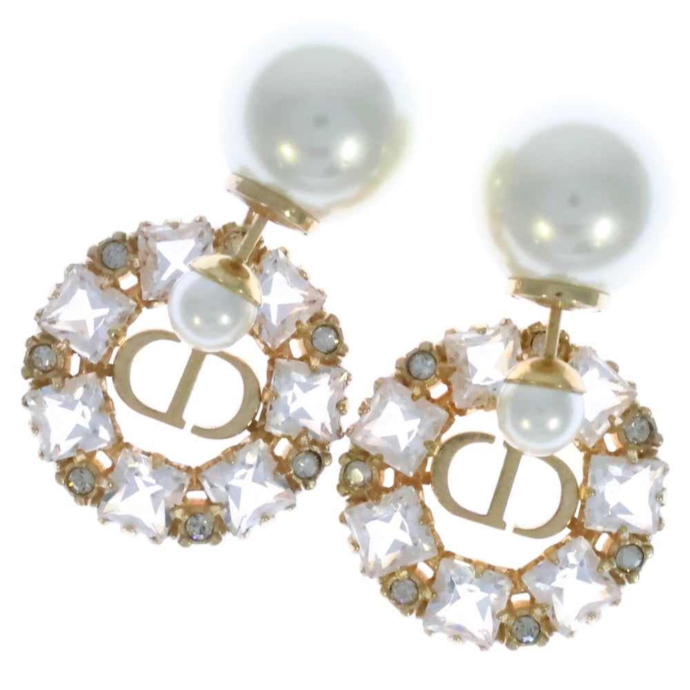 DIOR(ディオール) Tribales トライバル ロゴ メタル レジンパール ピアス ゴールド E2380WOMCY